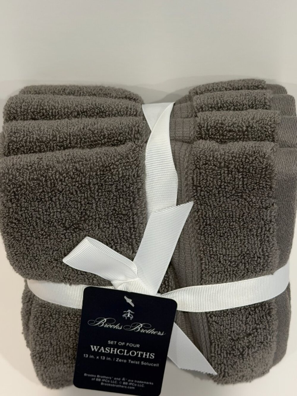 Brooks Brothers Washcloths Set of 4 Charcoal Gray Zero Twist Solucell 13x13" NWT - Picture 3 of 12